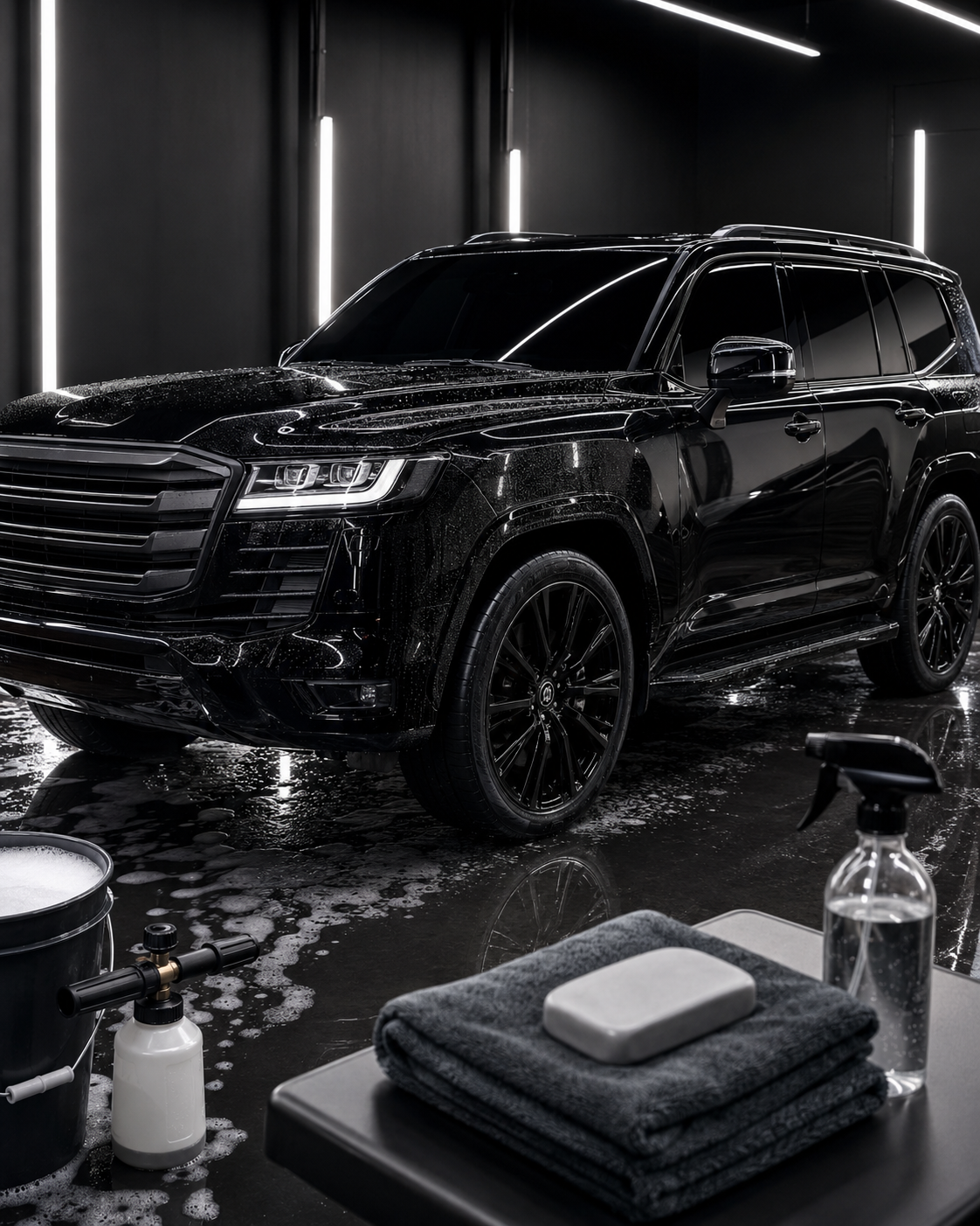 Detailed ceramic-coated paint after wash, clay bar, and wax